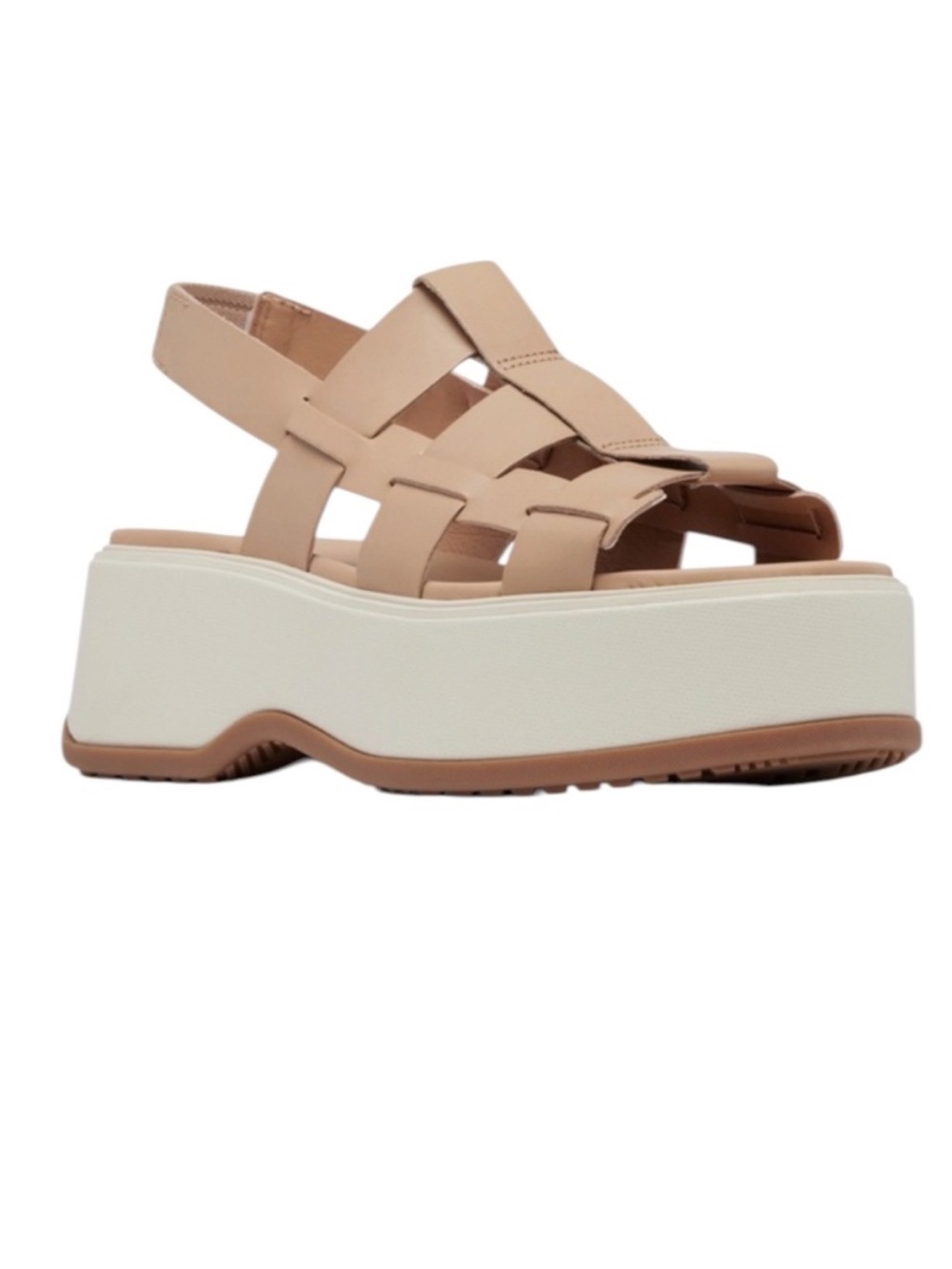 Sorel Dayspring slingback platform sandals tan Sz 7